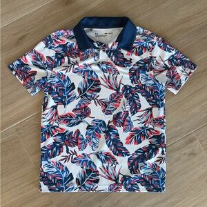 Under Armour Tropical Leaf Polo in Red, Blue, and White